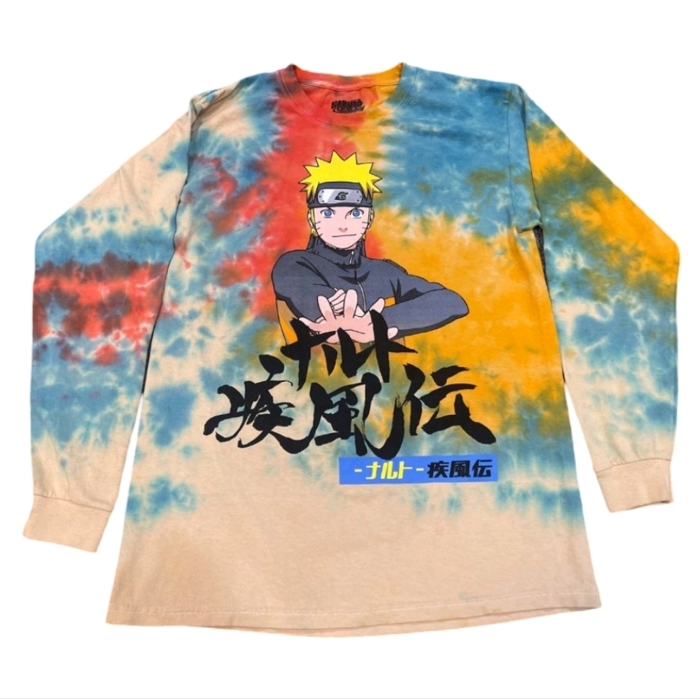 Naruto Mens Youth Tie-Dye Long Sleeve Tee Size M